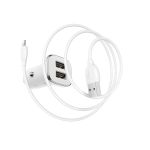 Автомобильное зарядное устройство USB Borofone BZ12 (2.4A/2 порта USB/кабель Lightning) <белый>