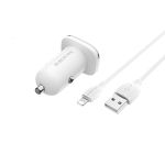 Автомобильное зарядное устройство USB Borofone BZ12 (2.4A/2 порта USB/кабель Lightning) <белый>