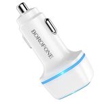 Автомобильное зарядное устройство USB Borofone BZ14 (2.4A/2 порта/кабель MicroUSB) <белый>