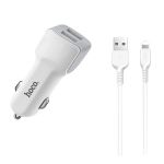 Автомобильное зарядное устройство USB Hoco Z23 (2 порта/2.4A) + кабель lightning <белый>