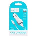 Автомобильное зарядное устройство USB Hoco Z23 (2 порта/2.4A) + кабель lightning <белый>