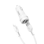 Автомобильное зарядное устройство USB Hoco Z27 (2 порта/2.4A) + кабель Lightning <белый>