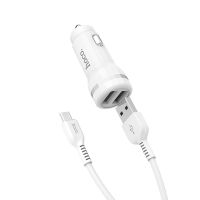 Автомобильное зарядное устройство USB Hoco Z27 (2 порта/2400mA) + кабель MicroUSB <белый> ― Оптовый PromiseMobile
