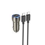 Автомобильное зарядное устройство USB-C Hoco Z48 (40W/QC3.0/PD/2 порта/кабель USB-C-Type-C) <серый>