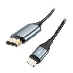 Кабель Apple iPhone Lightning - HDMI Hoco UA15 (1080р HD, оплетка нейлон, 2 м) <серый>