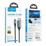 Кабель Apple iPhone Lightning - HDMI Hoco UA15 (1080р HD, оплетка нейлон, 2 м) <серый>