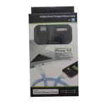 Кабель USB Apple iPhone 2/3/4 плоский светящийся <черно-зеленый>