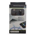 Кабель USB Apple iPhone Lightning плоский светящийся <черно-зеленый>