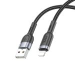 Кабель USB Apple iPhone Lightning Hoco U117 (2.4A/интеллектуальное отключение) <черный>