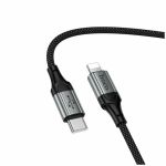 Кабель USB-C Apple iPhone Lightning Hoco X121 (3A/27W/PD/1.5 метра) <черный>