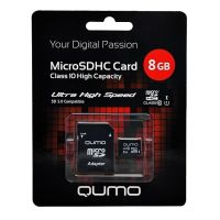 Карта памяти MicroSD 8 Gb CL10 Qumo UHS-1 в блистере с адаптером ― Оптовый PromiseMobile