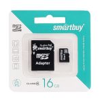 Карта памяти MicroSDHC 16 Gb CL10 Smart Buy в блистере с адаптером