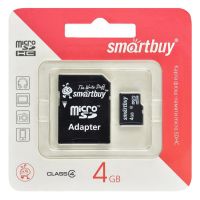 Карта памяти MicroSDHC 4 Gb CL4 Smart Buy в блистере с адаптером ― Оптовый PromiseMobile