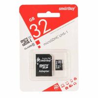 Карта памяти MicroSDHC LE 32 Gb CL10 Smart Buy с адаптером ― Оптовый PromiseMobile