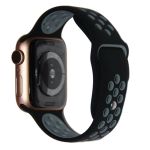 Ремешки для Apple Watch 38/40/41 mm Sport Band силиконовый перфорированный (размер S) <черно-серый>