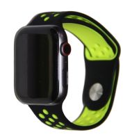 Ремешки для Apple Watch 42/44/45/49 mm Sport Band силиконовый перфорированный (размер L) <черно-зеленый> ― Оптовый PromiseMobile