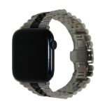 Ремешок для Apple Watch 42/44/45/49 mm металлический блочный на застежке <серебристо-черный>