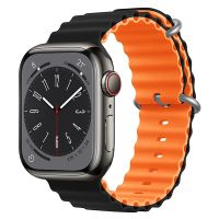 Ремешки для Apple Watch 42/44/45/49 mm Ocean Band силиконовый <черно-оранжевый> ― Оптовый PromiseMobile