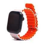 Ремешки для Apple Watch 42/44/45/49 mm Ocean Band силиконовый <бело-оранжевый>