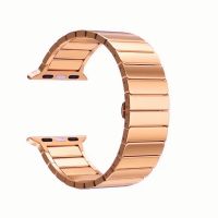 Ремешок для Apple Watch 42/44/45/49 mm металлический блочный на застежке <розовое золото> ― Оптовый PromiseMobile