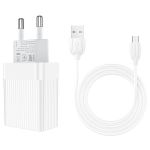 Сетевое зарядное устройство USB Borofone BA47A (3А/QC3.0/кабель MicroUSB) <белый>