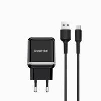 Сетевое зарядное устройство USB Borofone BA25A (2.4A/кабель MicroUSB) <черный> ― Оптовый PromiseMobile
