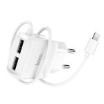 Сетевое зарядное устройство Apple iPhone Lightning Hoco C59A (2 порта/2.1A) <белый>