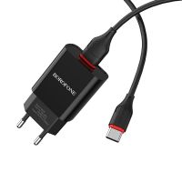 Сетевое зарядное устройство USB Borofone BA20A (2.1A/кабель Type-C) <черный> ― Оптовый PromiseMobile