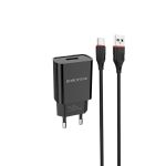 Сетевое зарядное устройство USB Borofone BA20A (2.1A/кабель Type-C) <черный>
