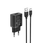 Сетевое зарядное устройство USB Borofone BA52A (2A/кабель Type-C) <черный>