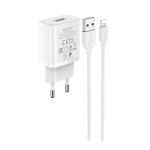 Сетевое зарядное устройство USB Borofone BA52A (2A/кабель Lightning) <белый>