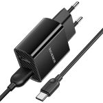 Сетевое зарядное устройство USB Borofone BA53A (2.1A/2 порта USB/кабель Type-C) <черный>