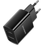 Сетевое зарядное устройство USB Borofone BA53A (2.1A/2 порта USB/кабель Type-C) <черный>