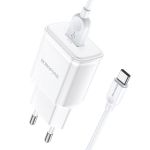 Сетевое зарядное устройство USB Borofone BA59A (3А/QC3.0/кабель Type-C) <белый>