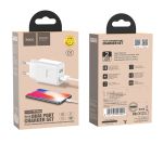 Сетевое зарядное устройство USB Hoco С62A (2 порта/2.4A) + кабель microUSB <белый>