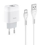 Сетевое зарядное устройство USB Hoco С73A (2 порта/2.4A) + кабель Type-C <белый>