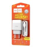 Сетевое зарядное устройство USB Hoco С73A (2 порта/2.4A) + кабель Type-C <белый>