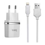 Сетевое зарядное устройство USB Hoco C12 (2 порта/2.4A) + кабель Lightning <белый>
