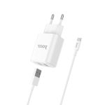 Сетевое зарядное устройство USB Hoco C62A (2 порта/2.1A/кабель MicroUSB) <белый>