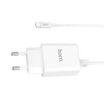 Сетевое зарядное устройство USB Hoco C62A (2 порта/2.1A/кабель MicroUSB) <белый>