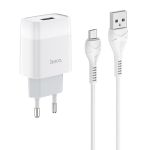 Сетевое зарядное устройство USB Hoco C72A (2.1A/кабель MicroUSB) <белый>