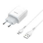 Сетевое зарядное устройство USB Hoco C73A (2.4A/2 порта/кабель MicroUSB) <белый>