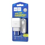 Сетевое зарядное устройство USB Hoco C73A (2.4A/2 порта/кабель MicroUSB) <белый>