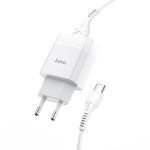 Сетевое зарядное устройство USB Hoco C73A (2.4A/2 порта/кабель Type-C) <белый>