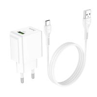 Сетевое зарядное устройство USB Hoco C98A (18W/QC3.0/кабель MicroUSB) <белый> ― Оптовый PromiseMobile