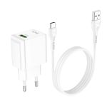 Сетевое зарядное устройство USB Hoco C98A (18W/QC3.0/кабель MicroUSB) <белый>