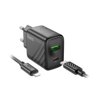 Сетевое зарядное устройство USB Hoco CS23A (30W/QC 3.0/порт USB-C PD/кабель USB-C-Lightning) <черный> ― Оптовый PromiseMobile
