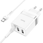 Сетевое зарядное устройство USB Hoco N21 (30W/QC3.0/порт USB-C PD/кабель USB-C-Type-C) <белый>