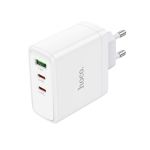 Сетевое зарядное устройство USB Hoco N30 (QС3.0/2 порта USB-C PD 65W/GaN) <белый>