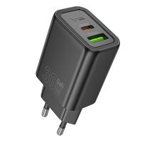 Сетевое зарядное устройство USB Hoco N63 (30W/QC 3.0/порт USB-C/PD/GaN) <черный> ― Оптовый PromiseMobile